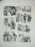 Old Antique Print 1891 Romnance Man Woman Country Stream Dogs Ducks Pig 19th
