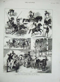 Old Antique Print Court Equestrian Festival Vienna 1880 Ladies Carriage 19th