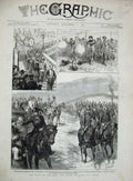 Old Antique Print 1881 King Queen Italy Vienna Railway Station King Champ 19th