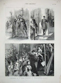 Original Old Antique Print 1887 Concert Buckingham Palace Royal Party Staircase