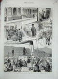 Original Old Antique Print 1880 Glasgow Ship Street Soor-Milk Cart Buildings