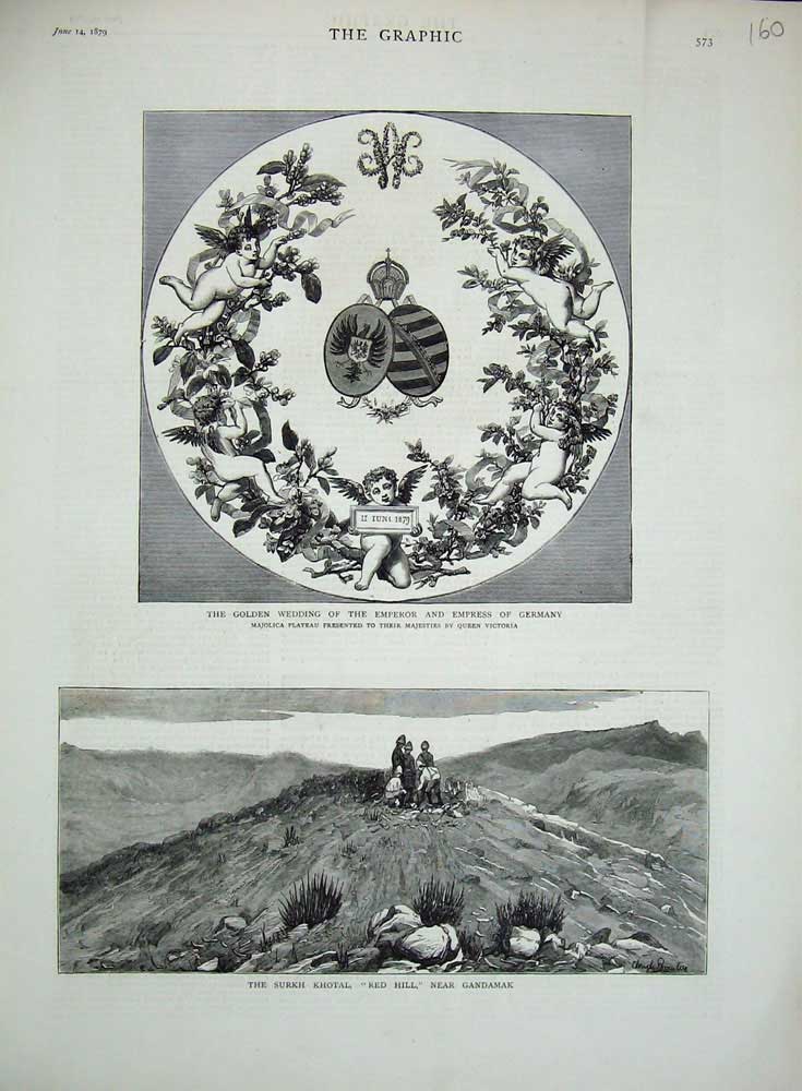 Original Old Antique Print 1879 Surkh Khotal Red Gnadamak Gen Wedding Germany