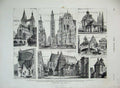 Old Antique Print 1878 Swabia Maximilian Strasse Church Friedburg Chapel 19th