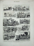 Old Antique Print 1879 Coachmakers Exhibition Mail State Coach Cetewayo 19th