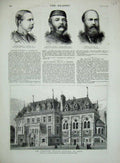 Old Antique Print 1879 Hertford British Hospital Pris Wynne Northey Men 19th