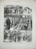 Original Old Antique Print Oxford Commemoration 1875 Orpheus Glee Union College