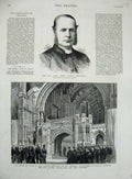 Original Old Antique Print 1882 Canon Wilberforce Prince Wales Eton College War