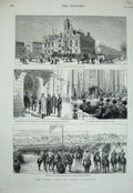 Original Old Antique Print 1882 Great Yarmouth Prince Wales Municipal Artillery