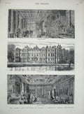 Old Antique Print 1881 Prince Wales Longleat Wiltshire Gallery Building 19th