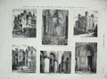 Original Old Antique Print 1875 Choir Rochester Cathedral Castle Eastgate House