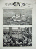 Old Antique Print 1881 Royal Thames Yacht Maggie Buttercup Freiheit Court 19th