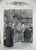 Original Old Antique Print 1891 Lord Chancellor Alderman Evans Lord Mayor Tyler