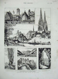 Old Antique Print 1876 Ratisbon Valley Naab Danube Karthaus Ettershausen 19th