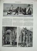 Old Antique Print 1877 Laplanders Westminster Aquarium Abbey Church Selby 19th