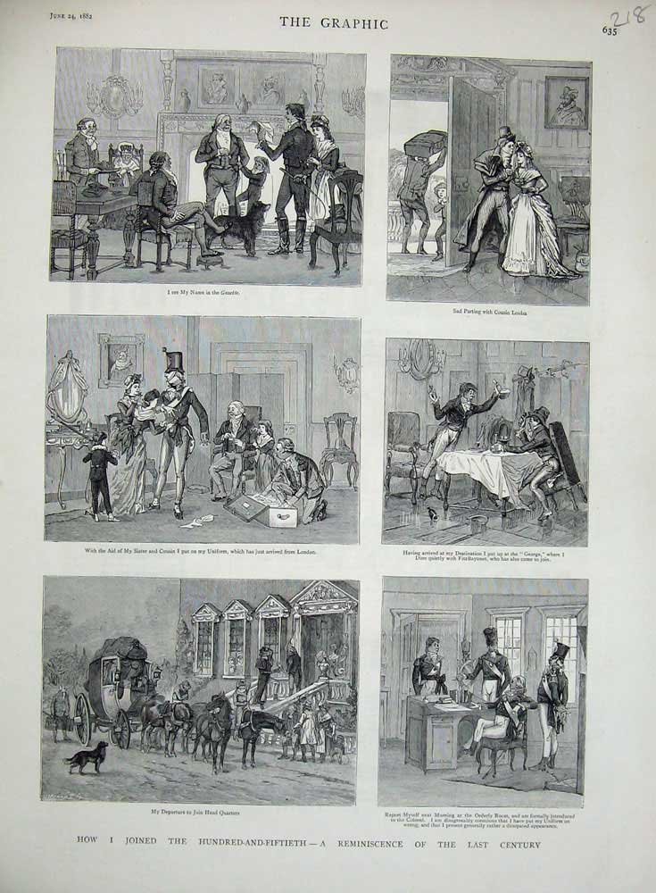 Old Antique Print 1882 House Scene Transport Cousin Louisa Gazette Horse 19th