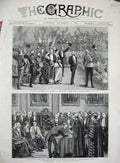 Original Old Antique Print 1880 Lord Lytton Roberts James Hall Merchant Taylors