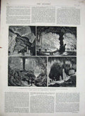 Original Old Antique Print 1880 Cave Adelsberg Austria Belvedere Calvarienberg