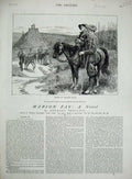 Original Old Antique Print 1881 Children Ponies Horses Country William Small