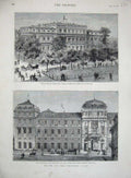 Old Antique Print 1878 Princess Alice Death Ducal Palace Darmstadt Castle 19th