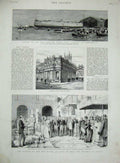Original Old Antique Print 1889 Torpedo Ship Vulcan Baths Bath Duchess Albany