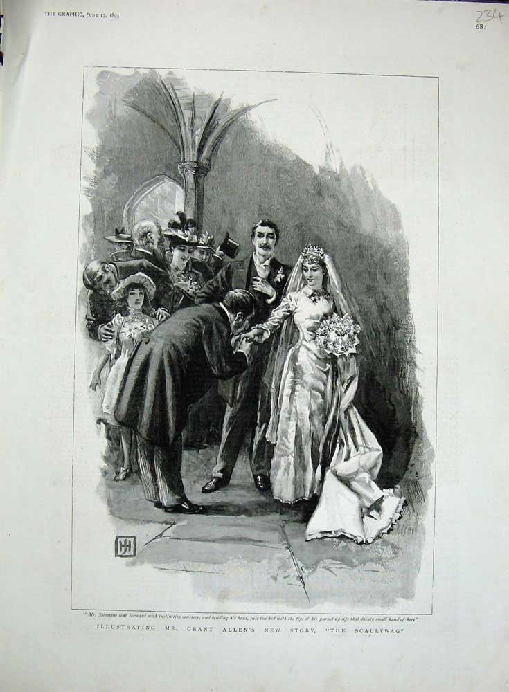 Old Antique Print 1893 Illustrating Grant Allen'S Story Scallywag Bride 19th