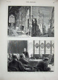 Old Antique Print 1877 Priory Church Christchurch Werburgh Abbey Caxton 19th