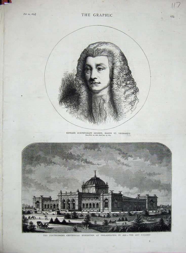 Original Old Antique Print 1875 Edward Burtenshaw Sugden Baron Philadelphia Art
