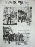 Old Antique Print 1889 Emperor Germany Spithead Ship Conqueror Teutonic 19th