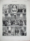 Old Antique Print 1875 Raines Hospital Asylum Wedding Trustees Dinner Art 19th