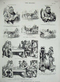 Old Antique Print 1882 Art Caricature Germany Horse Cart Cravat Costume 19th