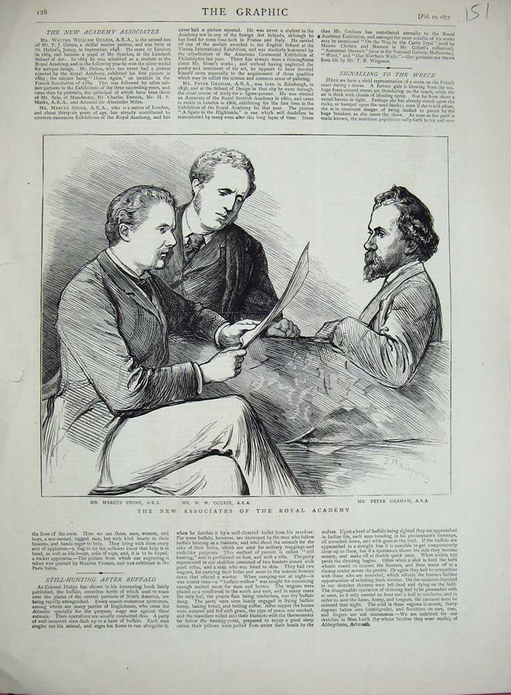 Old Antique Print 1877 Associates Royal Academy Stone Ouless Graham Men 19th