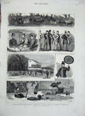 Old Antique Print 1881 Goodwood Horse Races Japanese Art Horse Carriage 19th