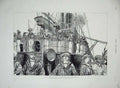 Original Old Antique Print Jubilee Review Spithead 1887 Crew Ship Cyclops Queen