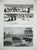Old Antique Print 1882 Snowstorm Natal Fort Amiel Native War Dance Fiji 19th