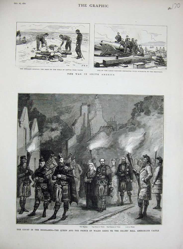 Old Antique Print 1880 Abergeldie Castle Prince Wales Scotland War Africa 19th