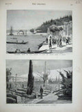 Old Antique Print 1878 British Crimean Cemetery Scutari Buyukdere Russian 19th