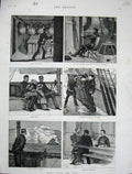 Old Antique Print 1883 War Navy Sailors Ship Cape Vincent Bay Biscay Men 19th