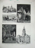 Old Antique Print 1888 Prince Hungary Austria Roumania Sinaia Palace King 19th