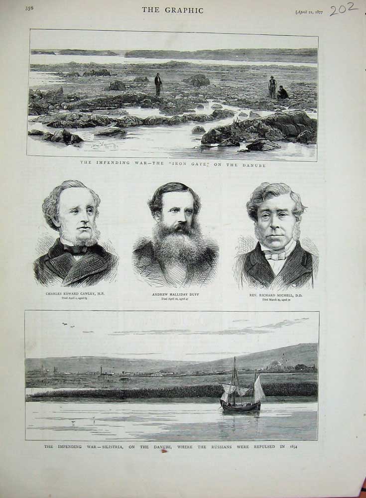 Old Antique Print 1877 War Danube Silistria Cawley Halliday Duff Michell 19th