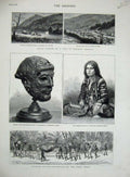 Original Old Antique Print 1882 Africa GTapasvini Bonanza Colorado Iron Mask