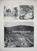 Original Old Antique Print 1872 Slate Working Frankenberg Quarry Harz Mountains