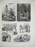 Old Antique Print 1877 Paper Chase Japan Turlough Tower Ireland Salisbury 19th