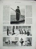 Old Antique Print 1884 John Kazis Greek Boatman Buenos Ayres Milch Cows 19th