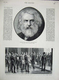 Old Antique Print 1882 Henry Wadsworth Longfellow Constantinople Sultan 19th