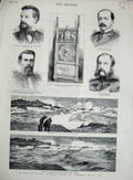 Original Old Antique Print Peterhead Oil Sea 1882 Earl Beaconsfield Church Sier