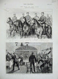 Original Old Antique Print 1876 War Turks Crown Hotel Alexinatz General Protich