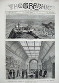 Original Old Antique Print 1878 Nottingham Castle Midland Counties Art Museum