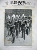Original Old Antique Print 1901 Funeral Empress Frederick Count Waldersee Crown