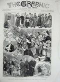 Old Antique Print 1887 Children Jubille Masonic Carnival Reading Costume 19th