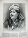Old Antique Print Ayoub Khan Exiled Afghan Prince Teheran Detention 1887 19th